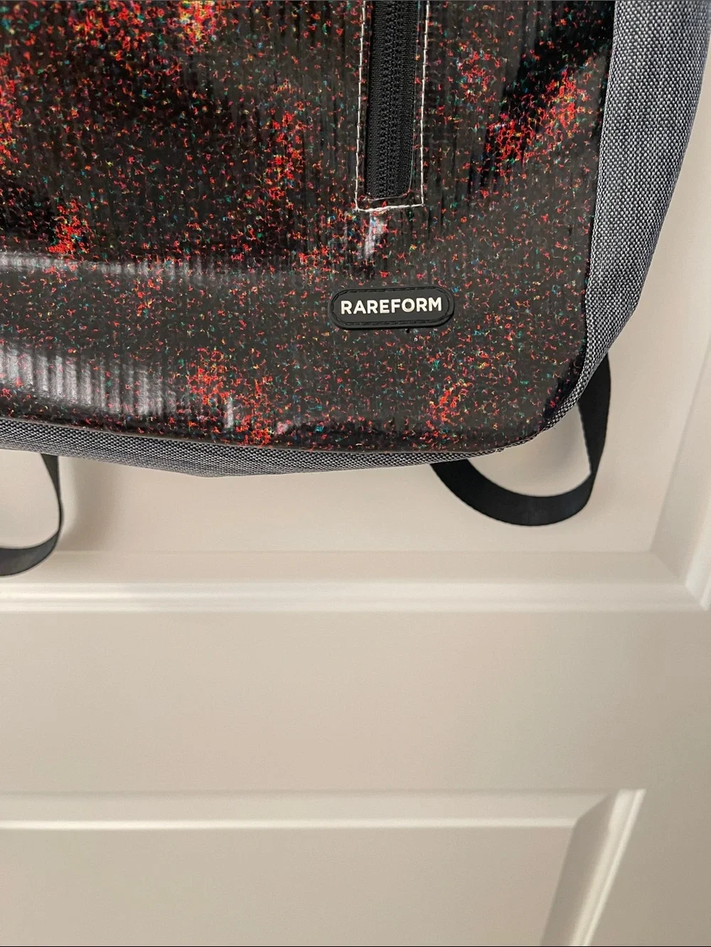 RAREFORM California Men's Black Backpack with Red and Blue Speckle Pattern